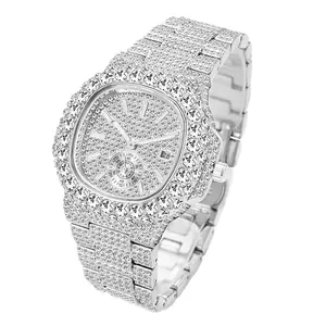 💎 Dual-Tone Quartz Iced Pave Watch – Silver/Gold Flex, Waterproof VVS Bling 💎