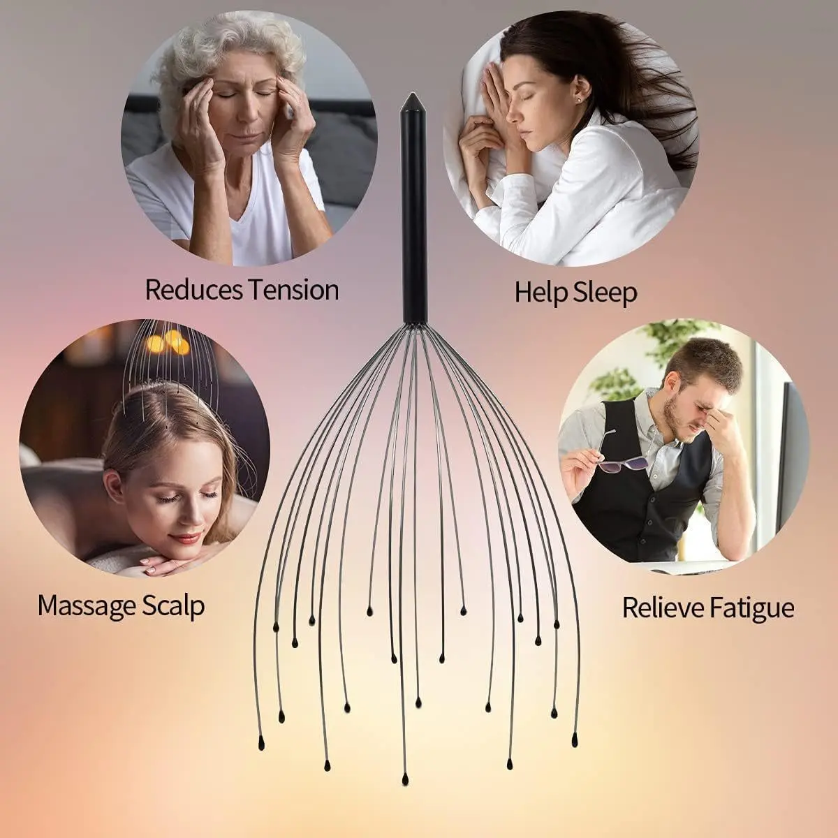 YYW1 Handheld Scalp Massager Deep Relaxation, Includes Head Scratching Function, Suitable Men and Women, Perfect, Scalp Stimulator, Relaxation Aid, Head Massagers