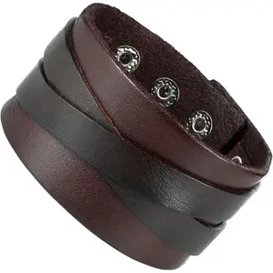 Men's Leather Cuff Bracelet Collection -  & Stainless Steel Options, Adjustable 6.3-9.05", Black or Brown, Buckle/Wrap/Braided Styles, Unisex  Ready