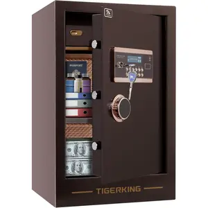 TIGERKING 3.47 Cu Ft Fireproof Home Safe | Digital Lock with Built-in Drawer & Dual Alarm | Large Steel Security Box