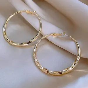 Elegant Hoop Earrings for Women Trendy Twisted Thin Huggie Hoops, Dainty Cute Big Gold Filled Dangle Hoop Earrings Nickel Free Womens Earrings for Sensitive Ears Hypoallergenic