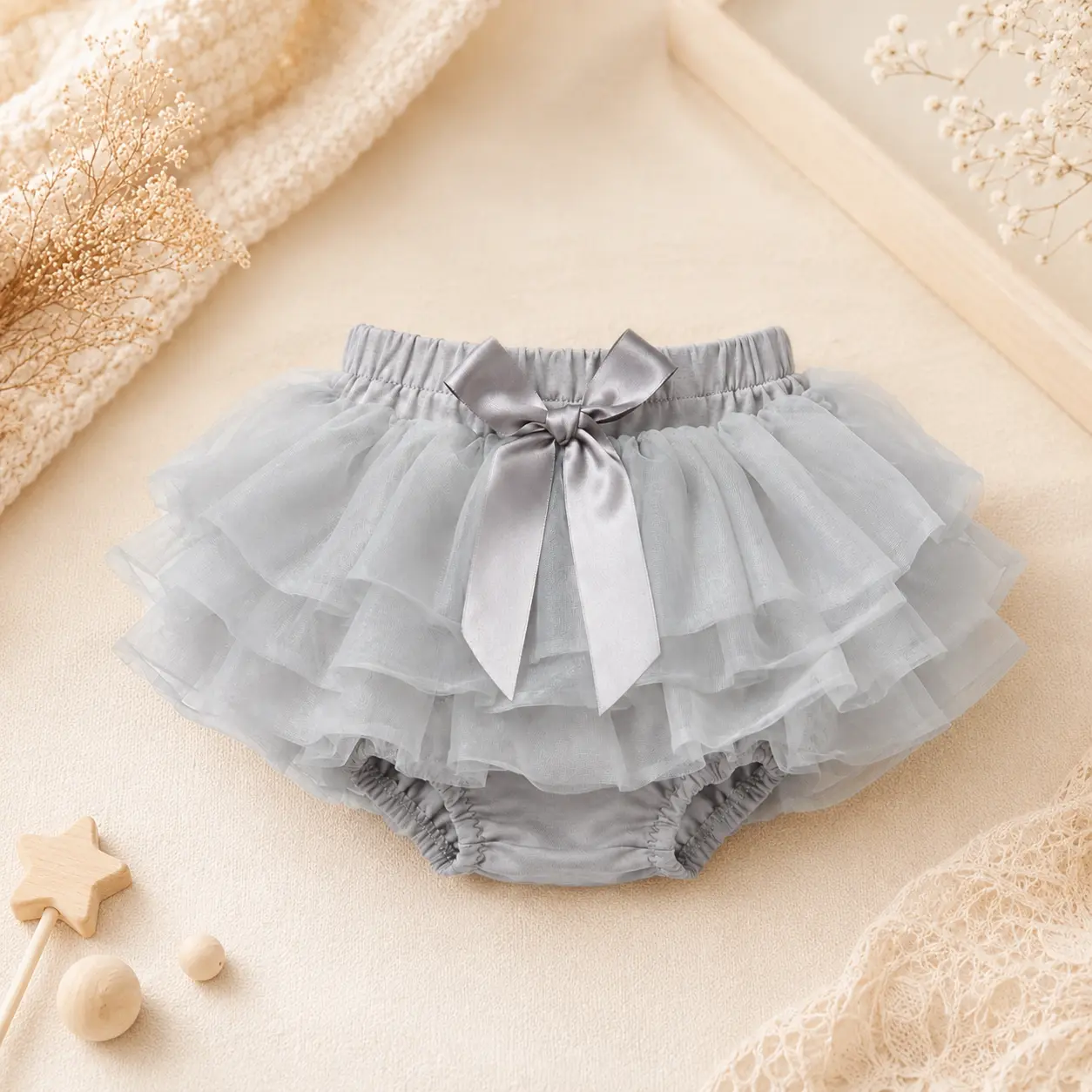 Baby Girls' Polyester Blend 3-Layer Soft Fluffy Tutu Skirt with Diaper Cover for Newborns, Toddlers