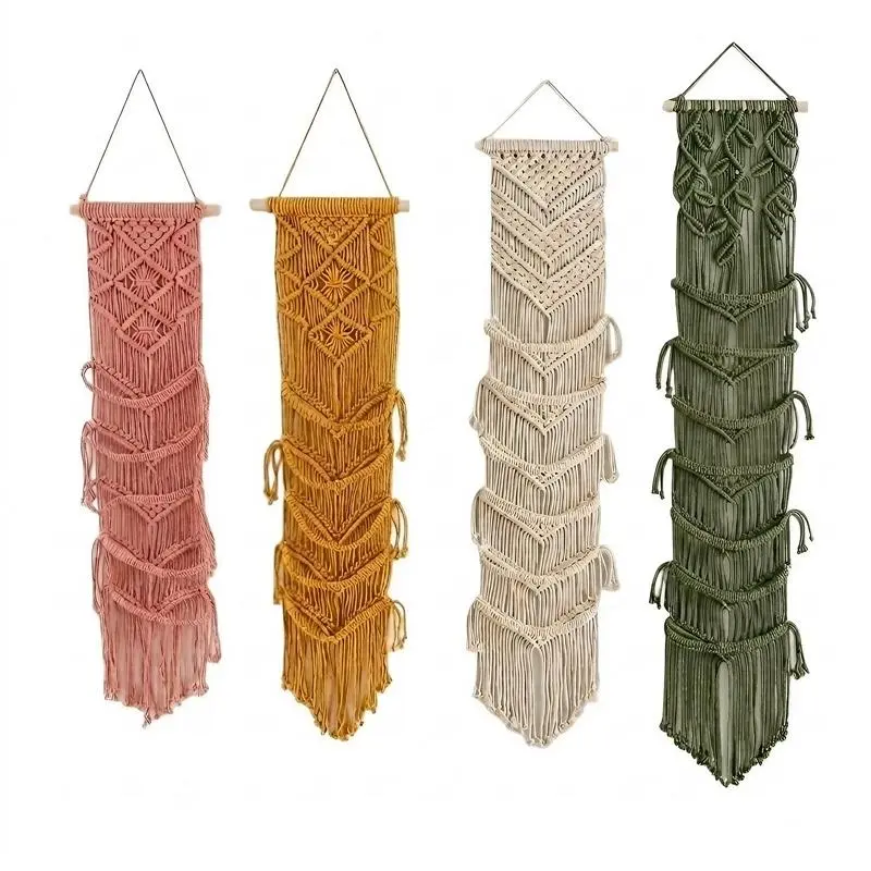 4Pcs Cotton Macrame Baseball Hat Rack - Boho Hand-Woven, Lightweight Wall-Mounted Cap Organizer, Decor Piece, Ideal Gift as Shown for Sports & Outdoor Enthusiasts