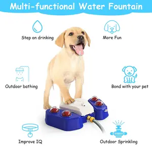 Outdoor Pet Water Fountain - Step-On Activated Drinking & Shower Sprinkler, Auto-Dispensing Plastic No-Spill Self-Dispensing Pet Water Fountain for Dogs & Cats Feeding Supplies, Auto-Dispensing Fountains, Plastic Fountains