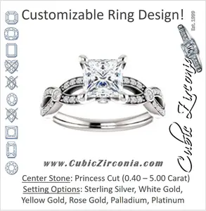 Cubic Zirconia Engagement Ring- The Catalina (Customizable Princess Cut)