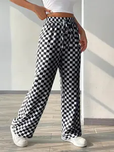 Women's Plaid Print Wide Leg Pants, Casual Comfy Trousers for Daily Wear, Ladies Casual Chic Bottoms for All Seasons