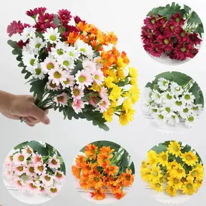 5 Bunches Outdoor Artificial Flowers UV Resistant Artificial Plants 5 Colors Fake Daisies Flowers, Decorative Faux Flowers, Artificial Daisy Flower, No Fade Faux Flower For For Indoor Outdoor Decoration Wedding Garden Aesthetic Artificial Flower Bouquet