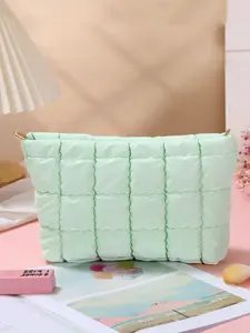 Women's Quilted Diamond Makeup Bag, Puffy Cosmetic Bag for Autumn/Winter, Perfect Gift for Girlfriend, Travel & Everyday Use, Makeup Pouch