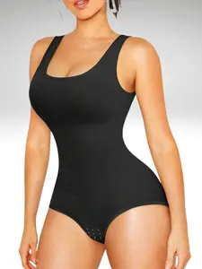 Seamless Body Shaper Bodysuit For Women – Round Neck Slimming Faja Tummy Control