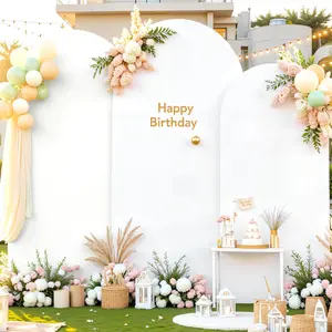Wedding Arch Cover 7.2FT+6.6FT+6FT Set of 3 Spandex Fitted Chiara Arch Backdrop Stands Cover for Round Top Birthday Party Ceremony Banquet Decor(CLOTH ONLY)
