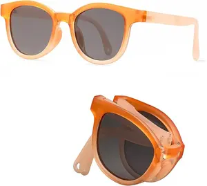 Kids Polarized Sunglasses for Girls Boys Folding Sunglasses Square Foldable Frame UV400
