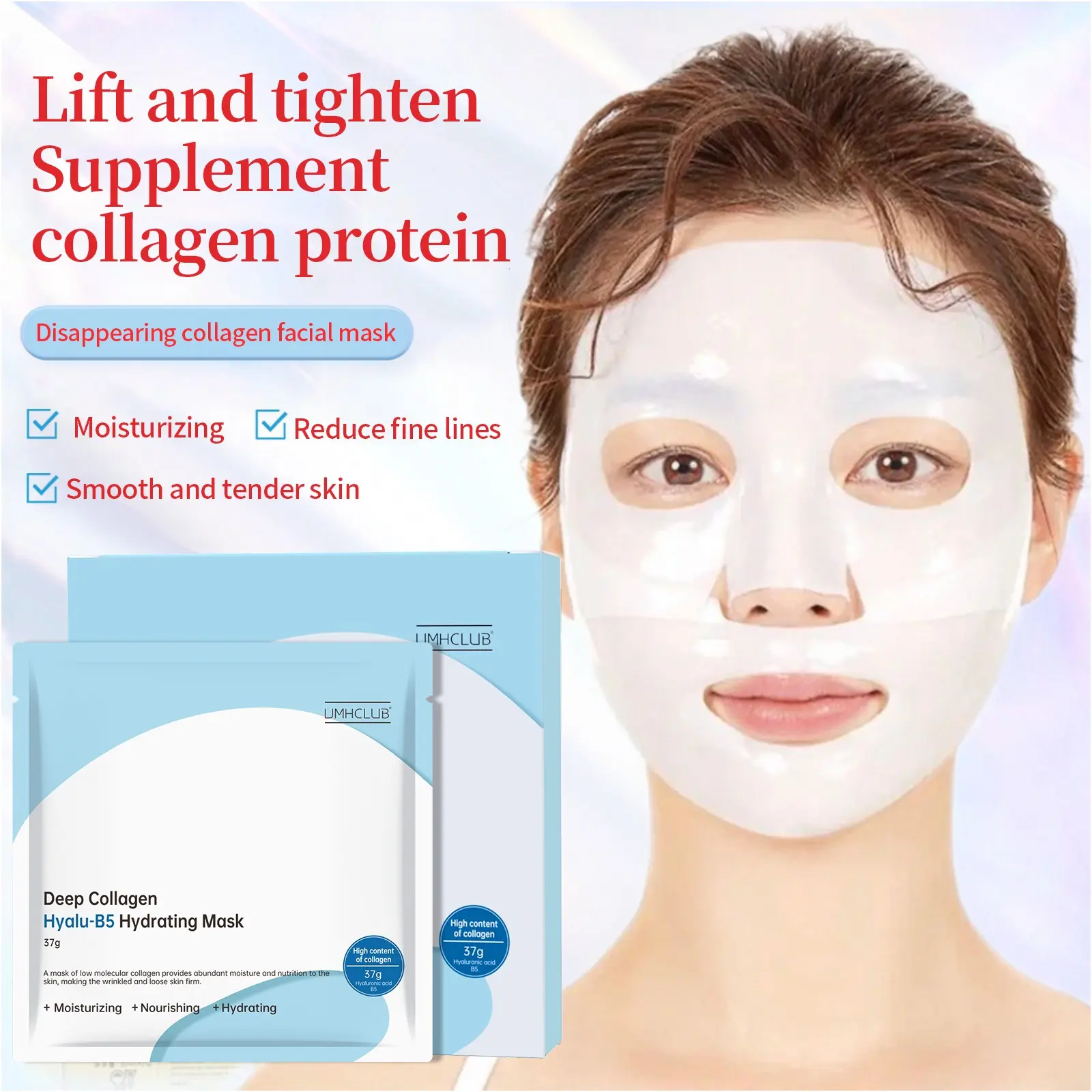 Umhclub Deep Hydration Collagen Hyaluronic Acid B5 Moisture Mask, Intense Skin Care Treatment, Essential Facial Moisturizer