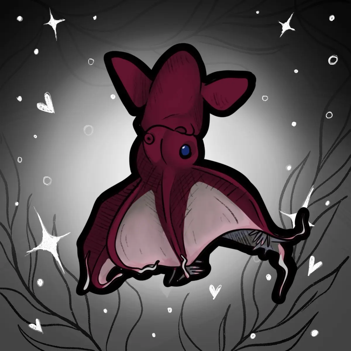 Vampire Squid Water Resistant Vinyl Sticker