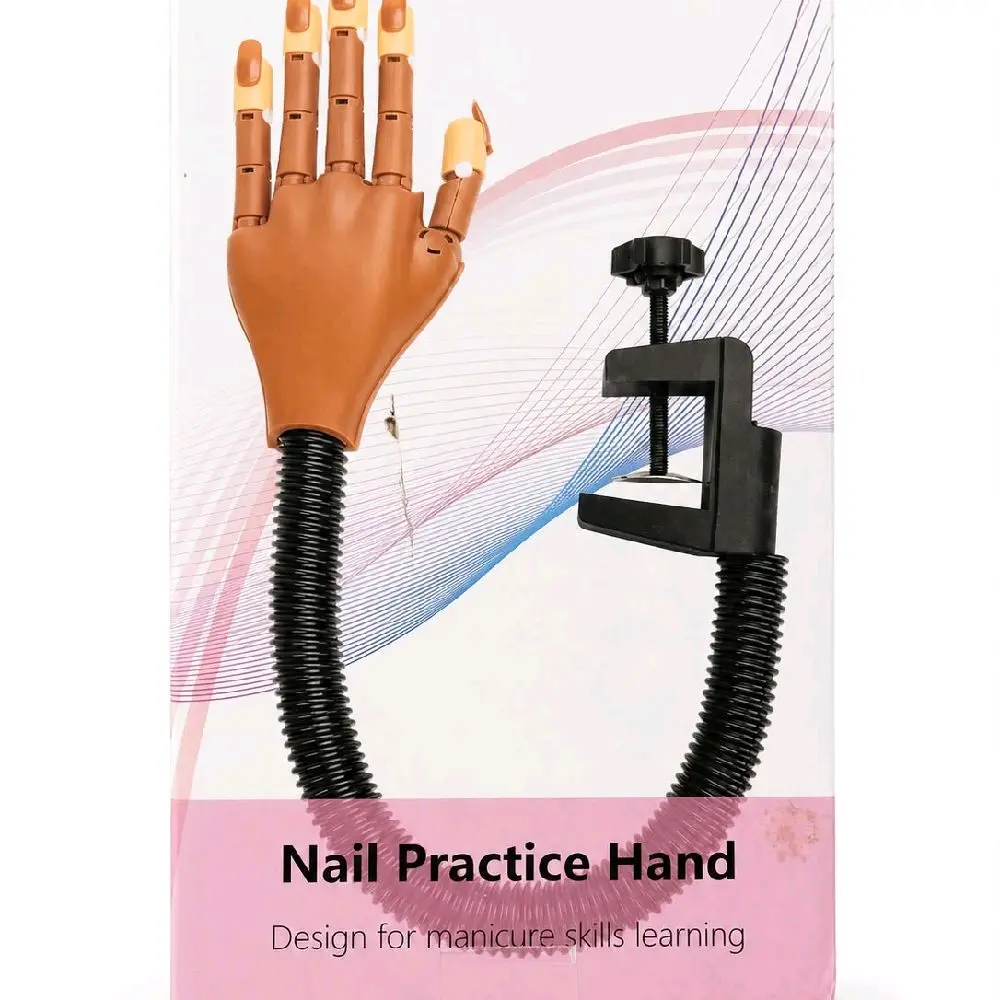 Professional Nail Practice Hand with Flexible Fingers & Table Clamp – Manicure Training Hand