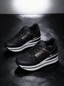 Women's Thick Sole Wedge Heel Lace-Up Sporty Casual Shoes, Breathable Outdoor Camping Running Sneakers, Versatile Comfortable Women's Shoes, Fashionable Casual Sneakers