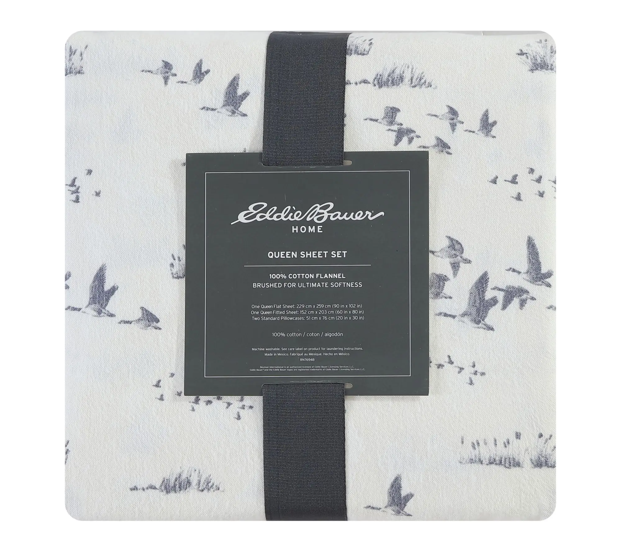 Eddie Bauer Geese Meadow Beige Cotton Queen Sheet Set