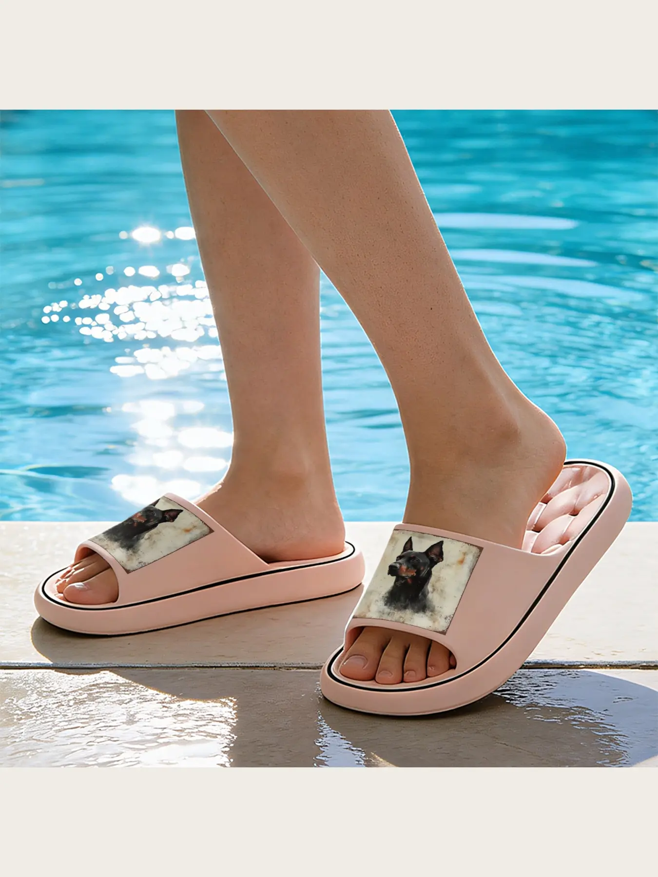 Doberman Pinscher Dog Art Print Slippers Men Women Comfortable Indoor Home Non-slip Soft Sole Animal Pet Themed Footwear Casual Daily Lounge Shoes