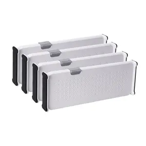 MEENI Drawer Dividers for Clothes 4 Pack, Adjustable 4" High Expandable from 10.8"-17" Dresser Drawer Organizer, Plastic Drawers Separators for Dresser, Baby Clothes, Kitchen and Office Storage