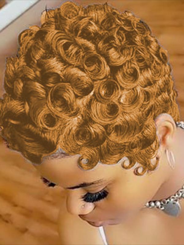 Curly Wave Wig Pixie Cut Wig for Women Halloween Wig Full Machine Made Wig 150% Density 6 Inch Human Hair Wigs Curly Wave Wig Pixie Cut Wig for Women Halloween Wig Full Machine Made Wig 150% Density 6 Inch Human Hair Wigs