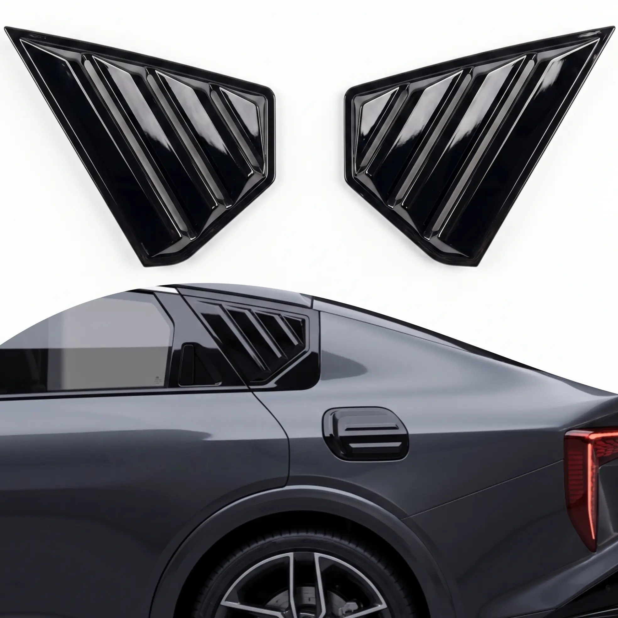 NARPES Rear Side Window Louvers For KIA K4 SEDAN 2025 2026  (LX、LXS、EX、GT-Line、GT-line Turbo) Exterior Accessories Mods Painted Gloss black