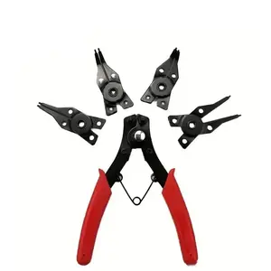 4-in-1 Circlip Pliers Set, Snap Ring Pliers, Multi Crimp Removable Plier Head Retaining Circlip Pliers, Multifunctional Car Repair Tools, Hand Tools