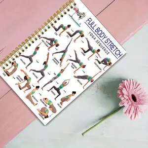 1pc 5.5x8.3in [Yoga Sequence Notebook] Spiral Coil Design Full Body Stretching Yoga Sequence Notebook -Illustrated Yoga Poses & Instructions for Home Workouts, Yoga Accessories, Workout Journal, Detailed Illustrations