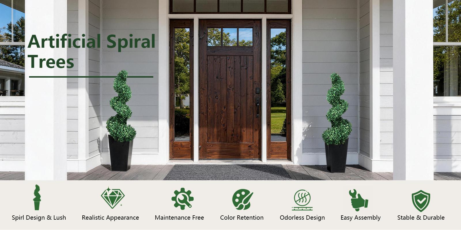2 Pack 2/3/4 Ft Artificial Boxwood Spiral Plants, With BlackPots, Green Pe Wrought Iron Plants, Suitable For Porch, Garage, And Fireplace.Mother's Day Gift 2 Pack 2/3/4 Ft Artificial Boxwood Spiral Plants, With BlackPots, Green Pe Wrought Iron Plants, Suitable For Porch, Garage, And Fireplace.Mother's Day Gift