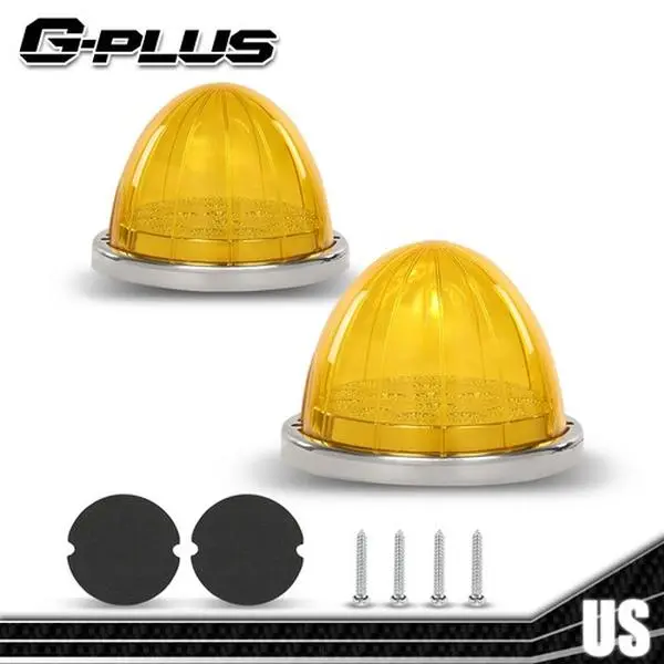 G-PLUS 2PCS 17 LED Dual Function Watermelon Lights, Amber Stop Turn Signal, LED Blinker, Marker Side Lights for Automotive & Motorcycle, Marker Light Side Lights