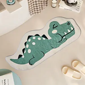 Cozy Dinosaur Faux Wool Animal Printed Rug, Warm Style Design, Absorbs Water, Keeps Ground Dry, Comfortable Foot Feel, Ideal for Bedroom or Living Room