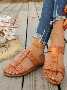 Women's Casual Flat Sandals, Open Toe Design, Comfortable Slip-On Shoes, Perfect for Daily Wear & Stylish