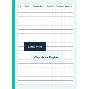 Large Print Checkbook Register: Checking Account / Personal Check Book Transaction Ledger | Big Format / Size Paperback – Large Print, July 12, 2021