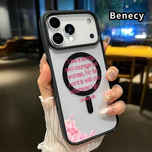 Woman's Faith Affirmation Pattern Magnetic Phone Case for iPhone 17 Pro Max 16 Plus 15 14 13 12 11 Air E  Non-Yellowing Clear Crystal Drop-Proof Slim Silicone Shockproof Transparent Acrylic Cover Supports Wireless Charging.