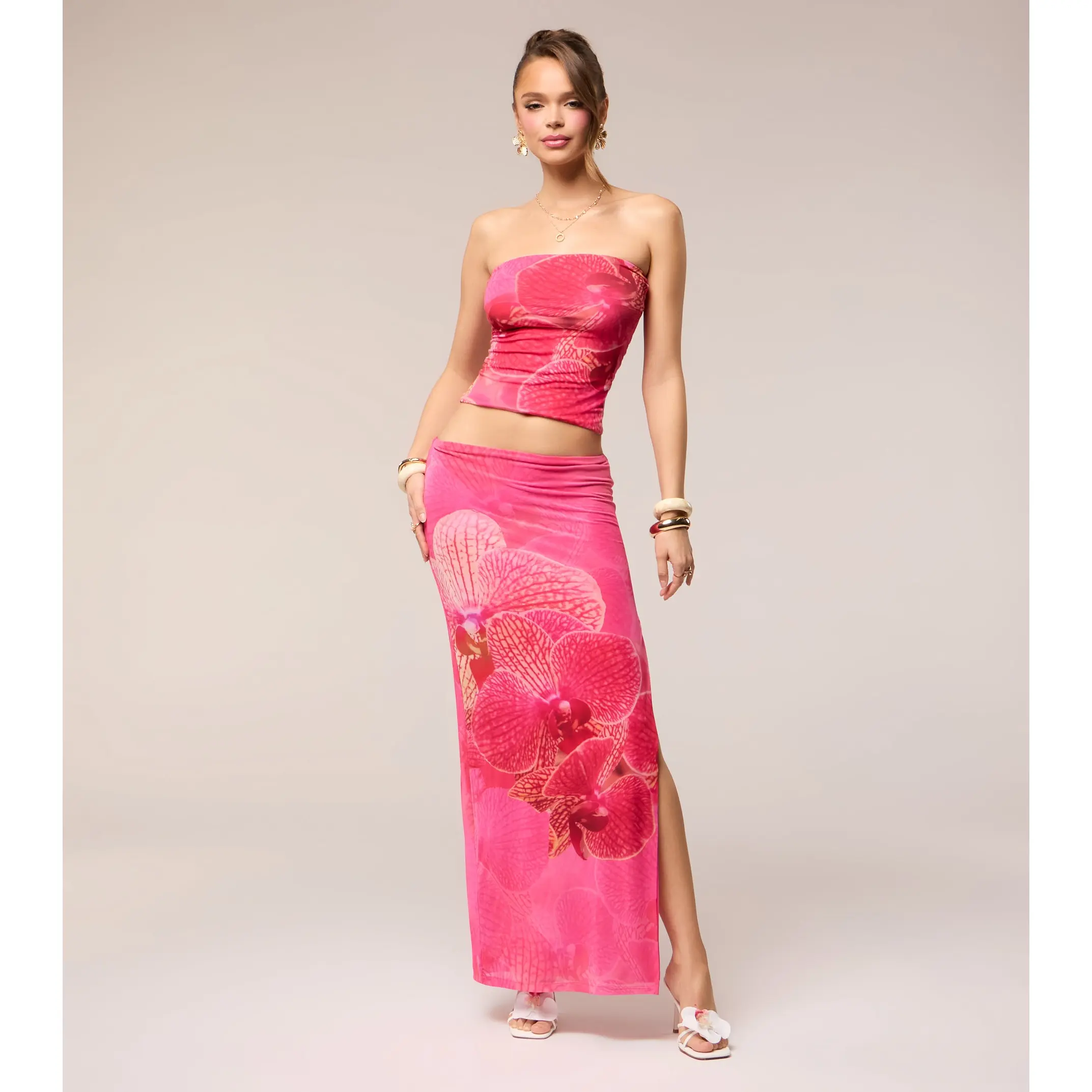 Catch Me On Vacay Tropical Floral Maxi Skirt