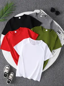 Boy's Solid Color Tee, Casual Short Sleeve Round Neck T-shirt for Summer, Kids Clothes for Daily Wear, Everyday Tee