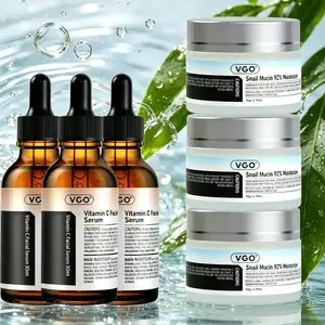 VGO Vitamin C Face Serum,Glow Up Skincare Set Snail Mucin 92% Moisturizer Daily Face Gel Cream for All Skin Types, 50g Hydrate Nourishing Facil Serum，30ml/60ml Comfort Skincare Face Serum Hydrating Gentle Face Set
