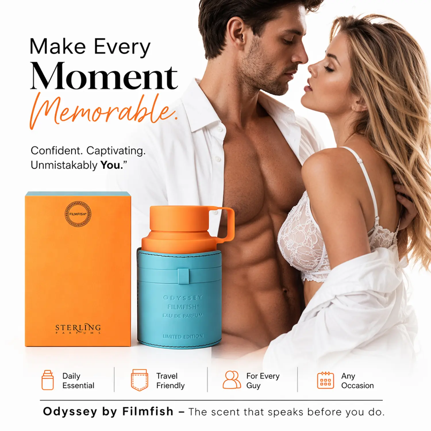 Men's Pheromone Perfume, 3.4 fl oz/100ml , Pheromone-Infused Formula, Long-Lasting Floral Fruity Woody Scent, Designed for Him, Make Her Irresistible, Share a Wild & Wonderful Night with Her, Perfect Holiday Gift