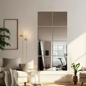 Square Mirror Decorative Wall Sticker, 4 Counts/set Thickened Acrylic 3D Mirror Wall Tile, Suitable for Bedroom, Kitchen, Bathroom, Living Room Decor, Wall Decor