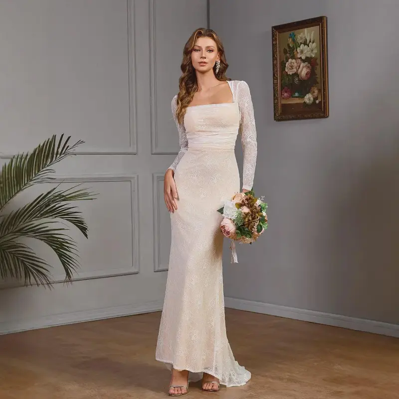 long sleeve green bridesmaid dresses [Final Sale] Sage Green Satin 3/4 Long Slit Sleeve V-Neck Slit Pleated  Bridesmaid Dress