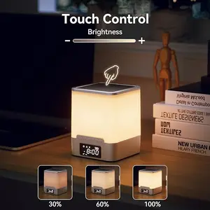 Modern Alarm Clock for Bedroom with RGB Night Light Bluetooth Speaker Music Rhythms Touch Control 12/24Hr Auto Off SD Card Support