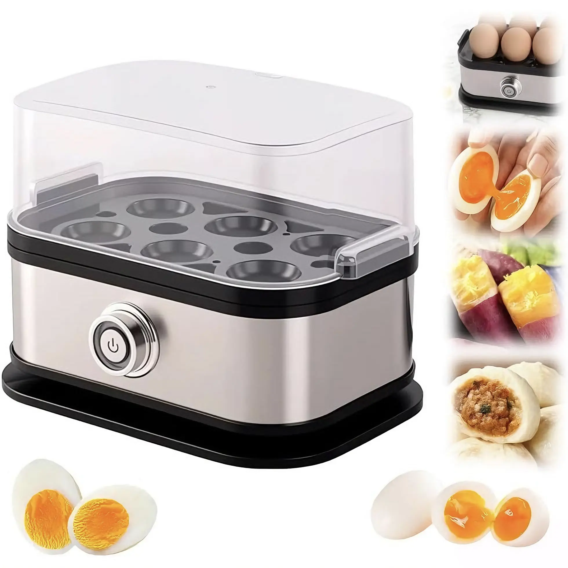 2026 Rapid Egg Steamer - 6-Egg Capacity, BPA-Free Stainless Steel with Clear Tritan Lid, 400W Electric Egg Cooker, Auto Shut Off