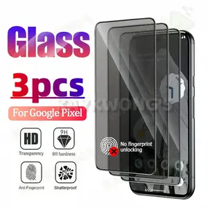KAYKWONG'S 3pcs Privacy Protective Tempered Glass Screen Protector, Full Coverage, 28° Privacy, Compatible with For  Google Pixel 10/9/8/7, Anti-Scratch, Fingerprint Protection