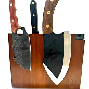 Wood Magnetic Knife Holder Block with Built-In Sharpener.Magnetic Knife Block Holder for all your Knife Storage needs. Boasting double-sided Sturdy magnets, this knife holder ensures your knives stay securely in place and sharp while saving space. Kitchen
