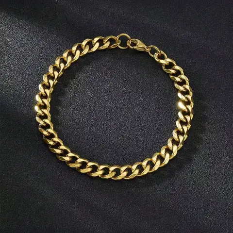 Men's Stainless Steel Cuban Link Chain Bracelet, Chunky Link Bracelet, Stackable Bracelets, Fashionable Multi-Color Jewelry Accessory, Durable Non-Fading Design, Perfect Gift Idea