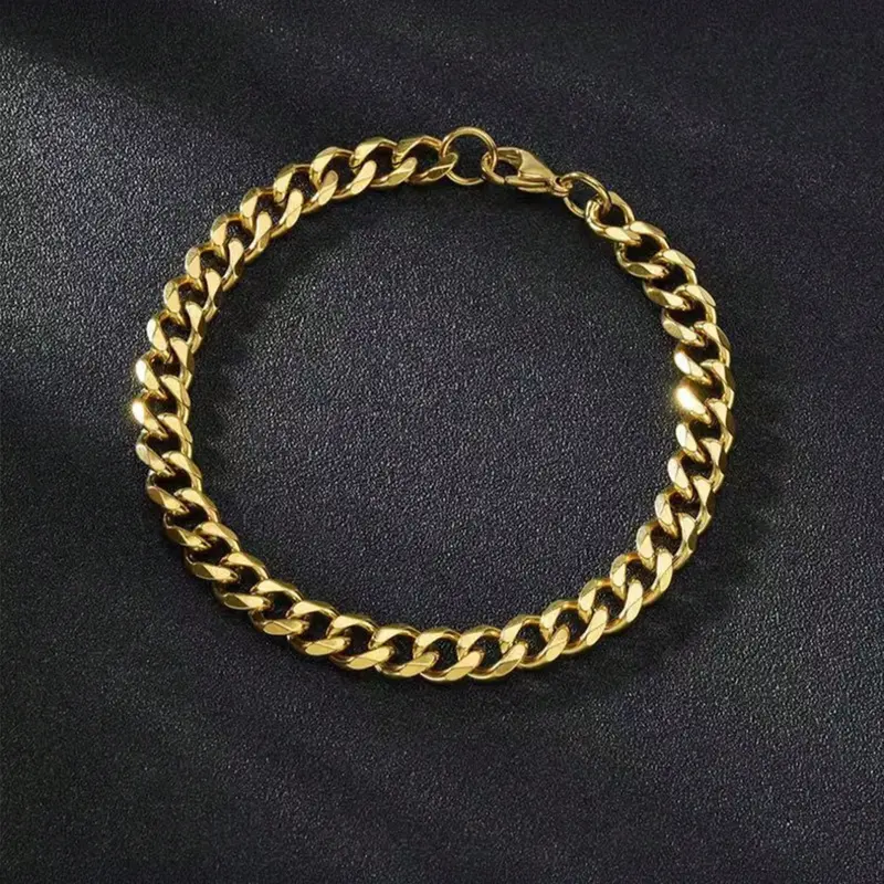 Men's Stainless Steel Cuban Link Chain Bracelet, Chunky Link Bracelet, Stackable Bracelets, Fashionable Multi-Color Jewelry Accessory, Durable Non-Fading Design, Perfect Gift Idea
