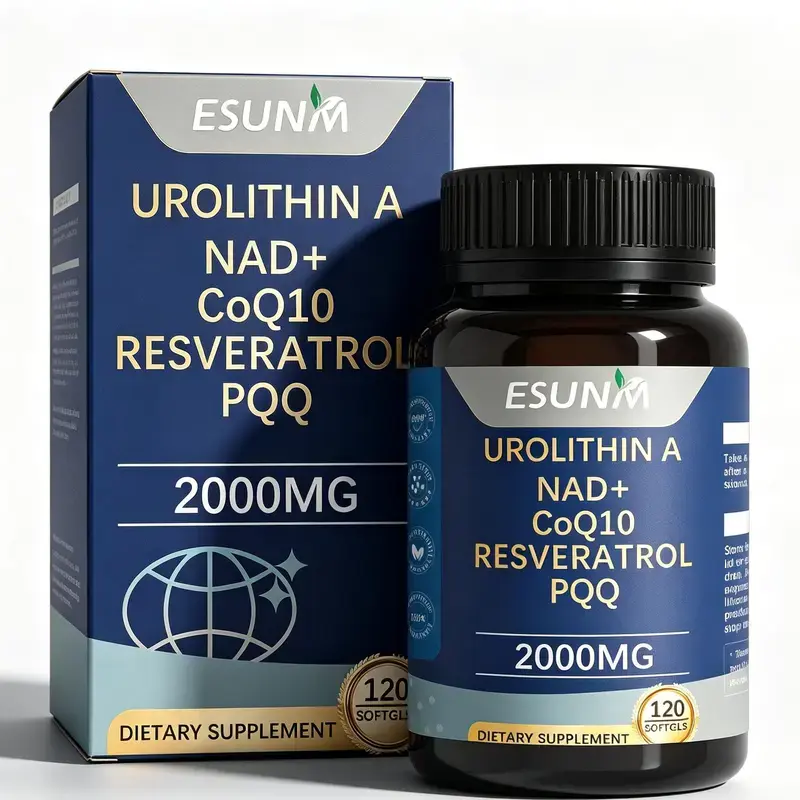 Urolithin A Dietary Supplement Stack for Adults - 1 Bottle, NAD+ Blend, CoQ10, Resveratrol, PQQ, Vitamins, Minerals - Mitochondrial Support, Healthy Aging - 120 Capsules (30 Servings, No Excess Fillers, Prop 65 Safe)