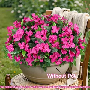 Artgood 4pcs Artificial Silk Phlox Flowers, UV Resistant Outdoor Decor, Outdoor Fake Flowers, Spring Summer Home Garden Patio Balcony Decoration, Plum, Decorative Flowers, Faux Decorative Flower