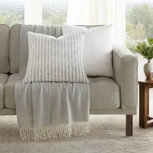 2-Pack Yarn-Dyed Bengal Stripe / Solid Décor Throw Pillows