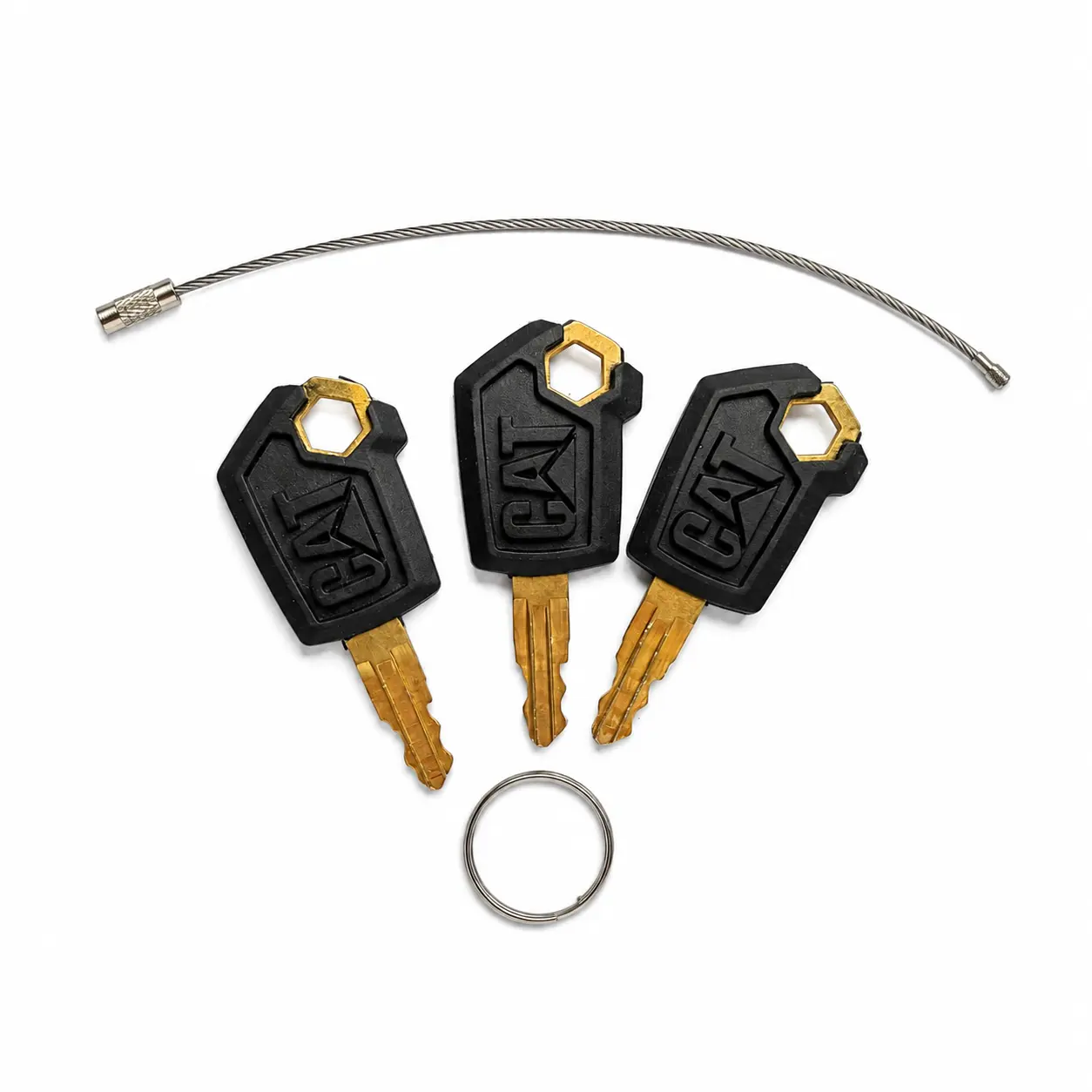 3PC Solid Brass Anti-Rust Replacement Key - Original Mold, OEM Standard for CAT Excavators, LoadersIgnition  Heavy Equipment Engine Startup