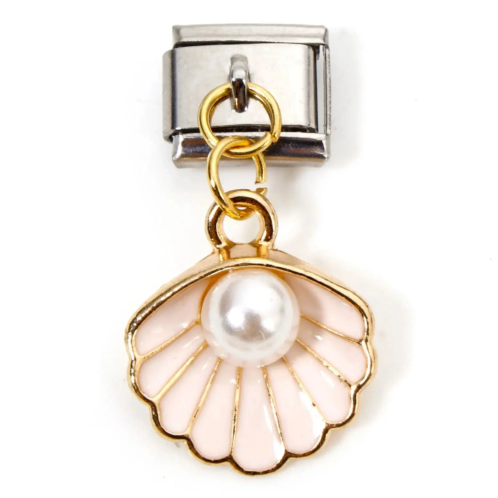 Pink Shell with Pearl Dangle Charm