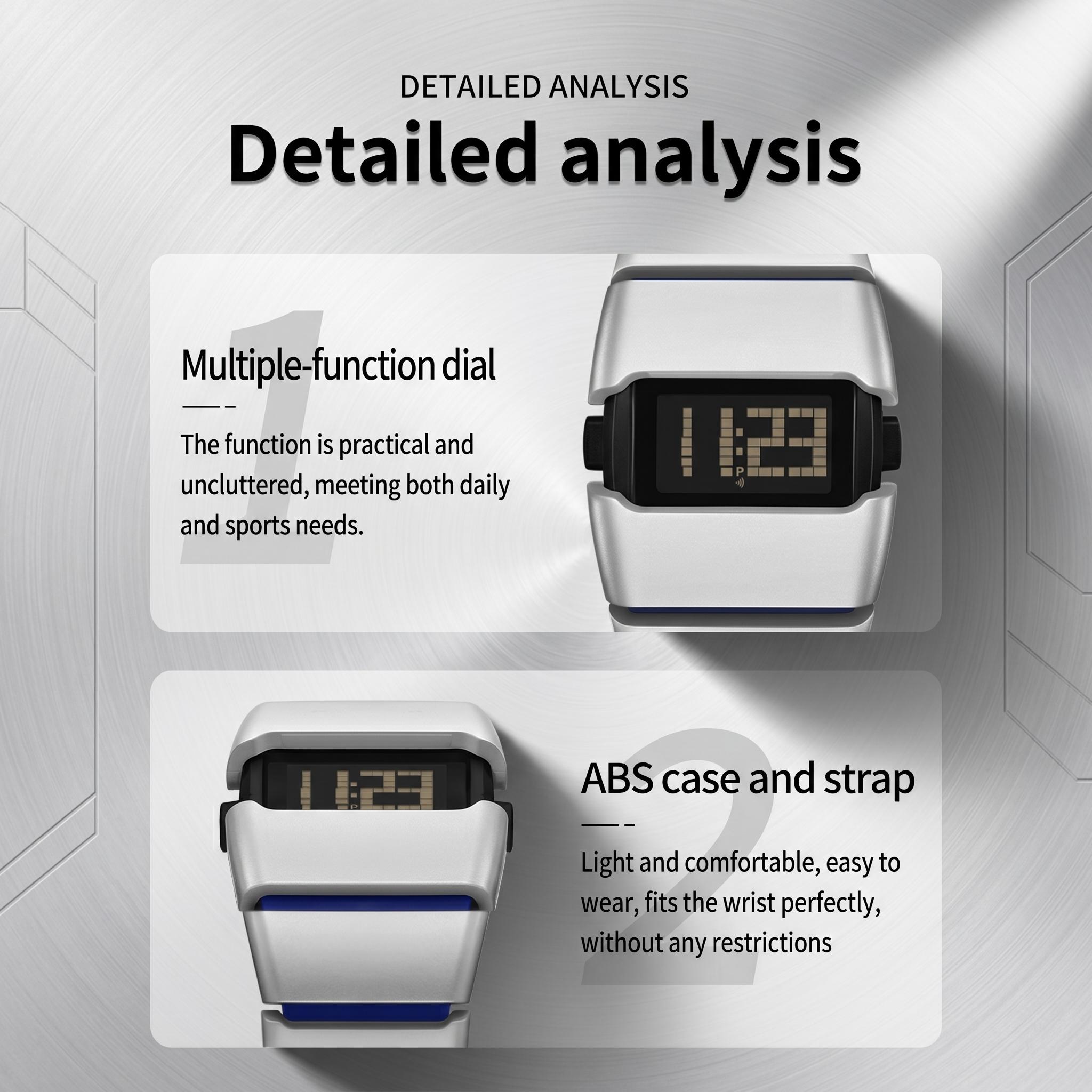 Retro Cyberpunk Digital Watch Y2K Vintage Square Face Electronic Wristwatch with Wide Metal Band Futuristic Sci-Fi Timepiece for Men Women